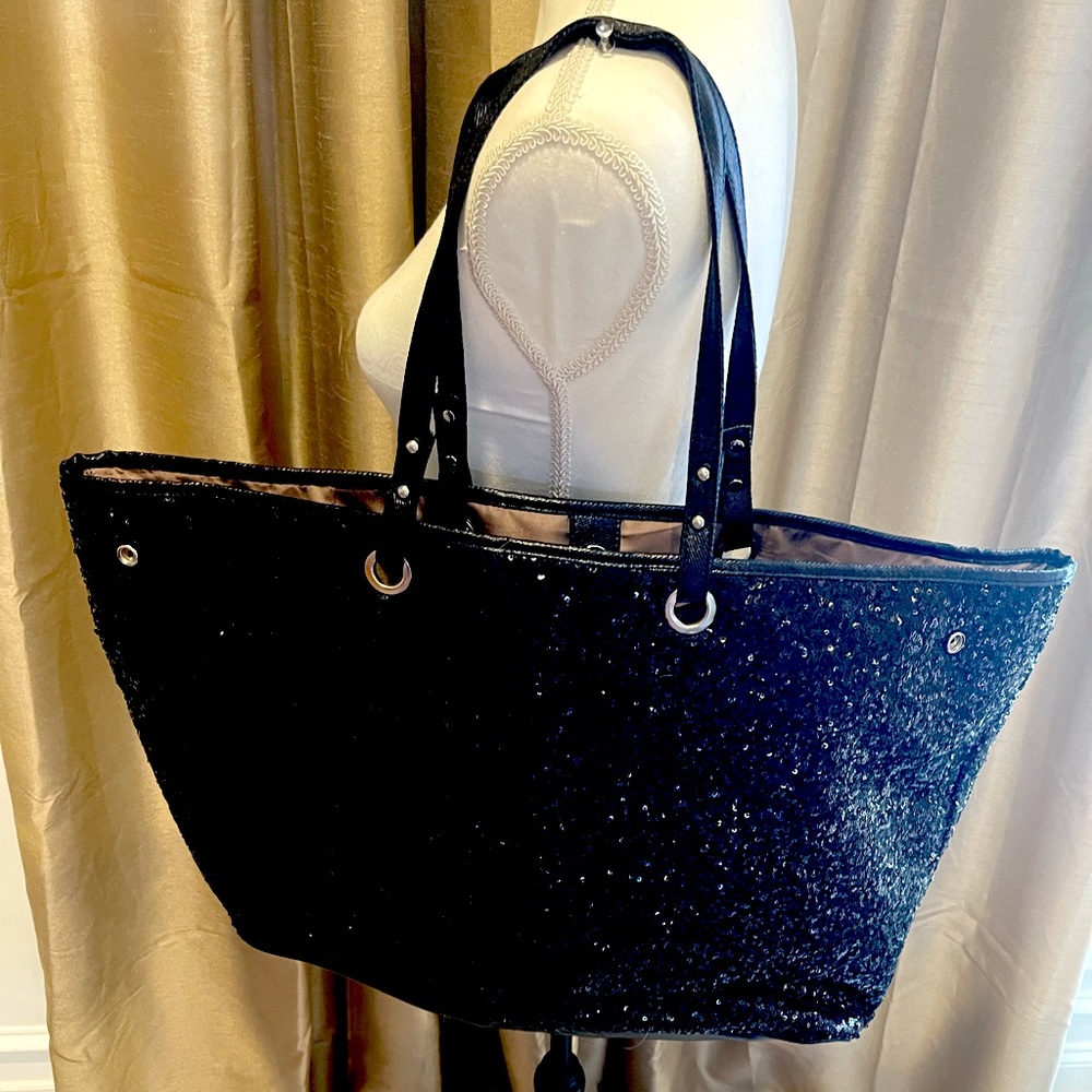 Black sequined tote